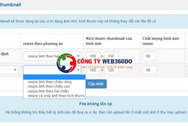 Cấu hình ảnh thumbnail