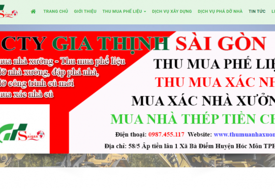 Thiết kế web thu mua nhà xưởng, thu mua nhà tiền chế, phá dỡ công trình