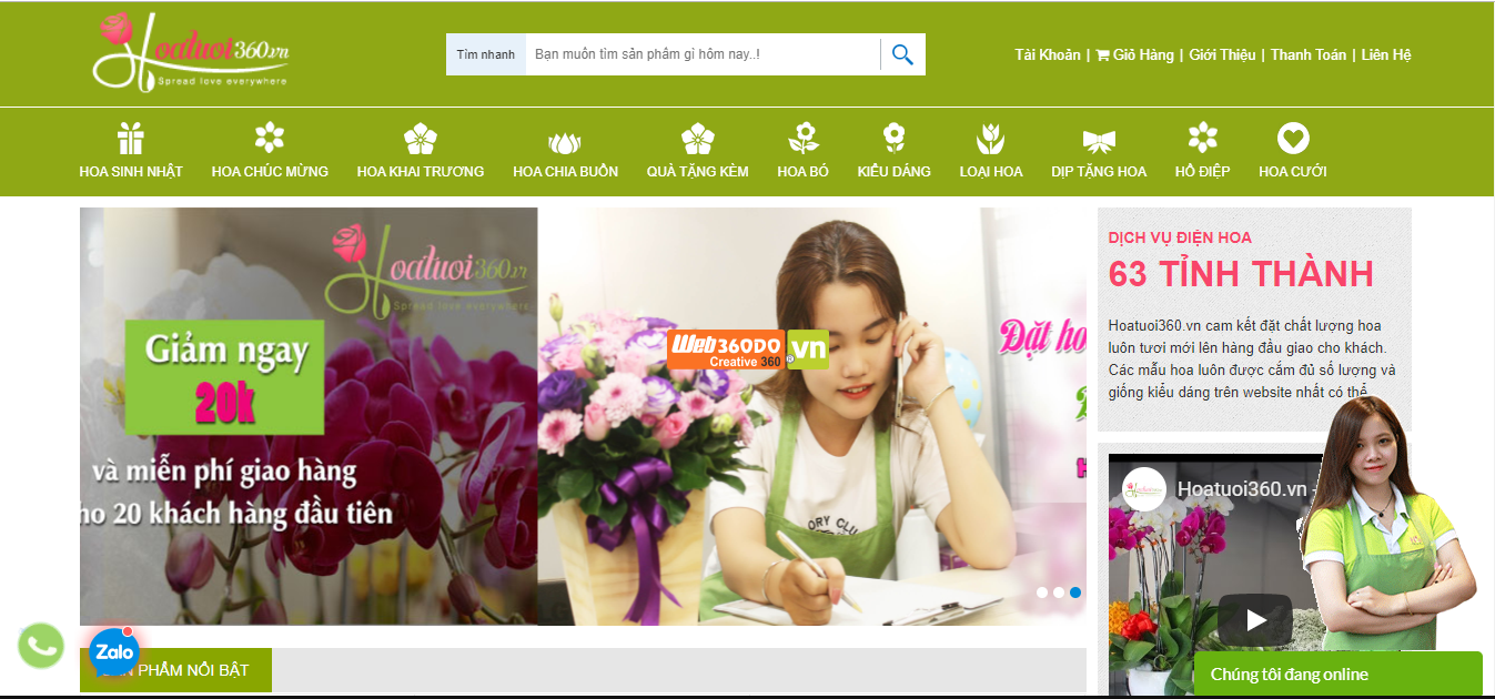 THIẾT KẾ WEBSITE BÁN HOA TƯƠI