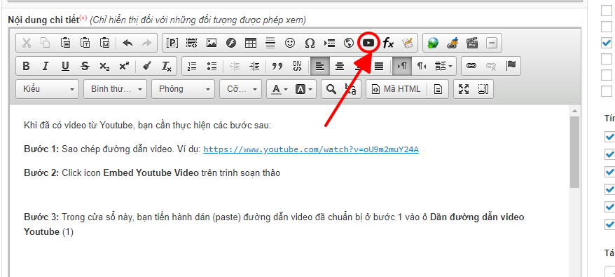 chen video vao noi dung