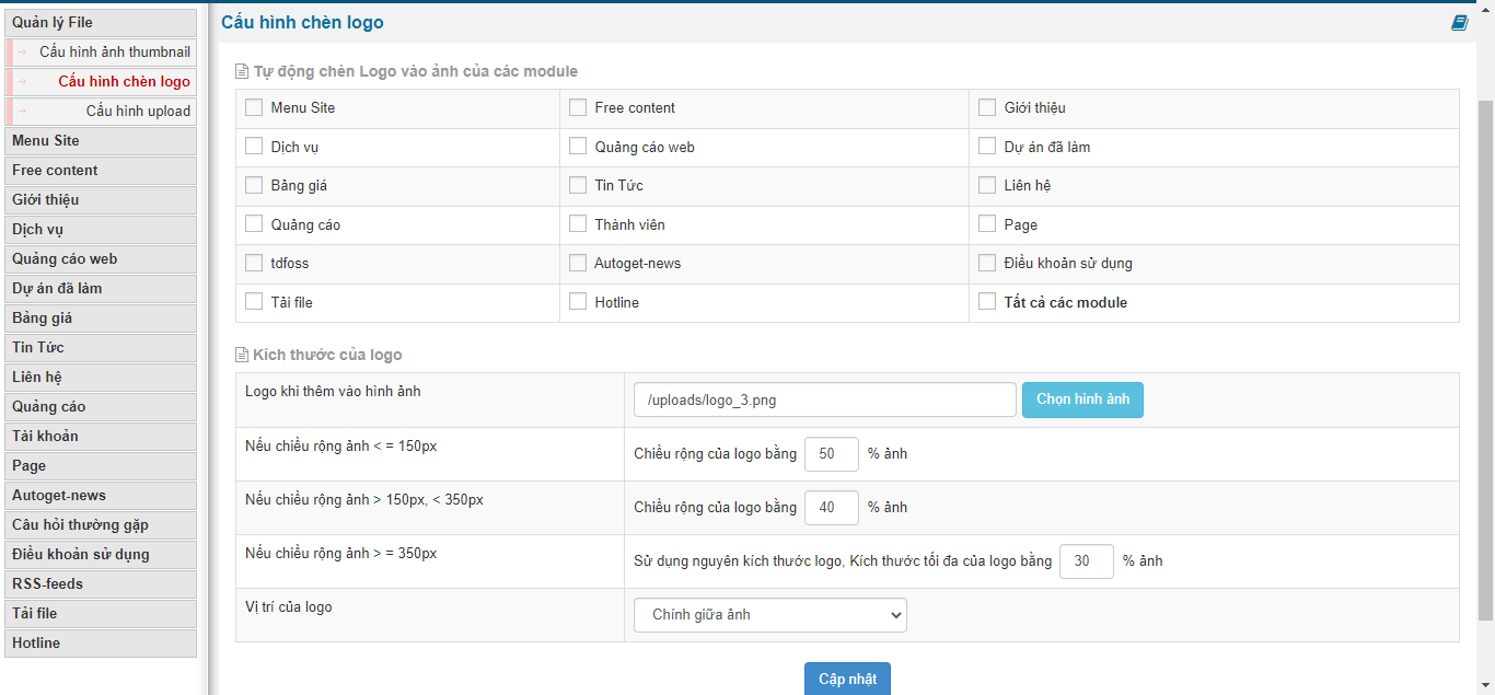 Hướng dẫn thiết lập cấu hình upload trong nukeviet
