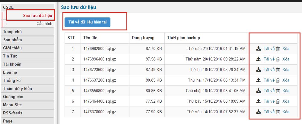 Sao lưu cơ sở dữ liệu của website sử dụng NukeViet
